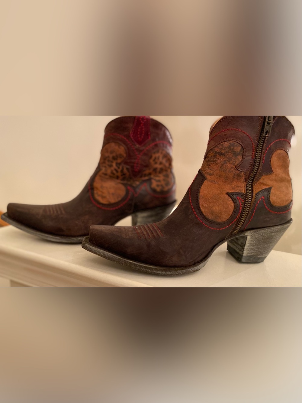 Old Gringo Brown and Tan Embroidered Western Ankle Boots